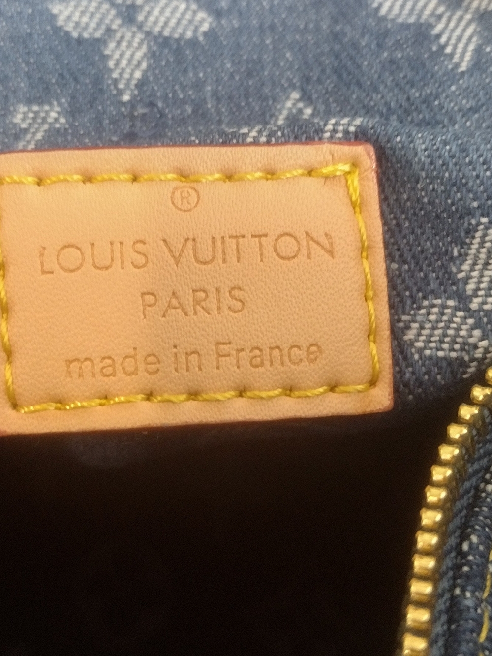 Louis Vuitton Blue Denim Monogram Speedy 30 with Tan Trim and Gold Hardware